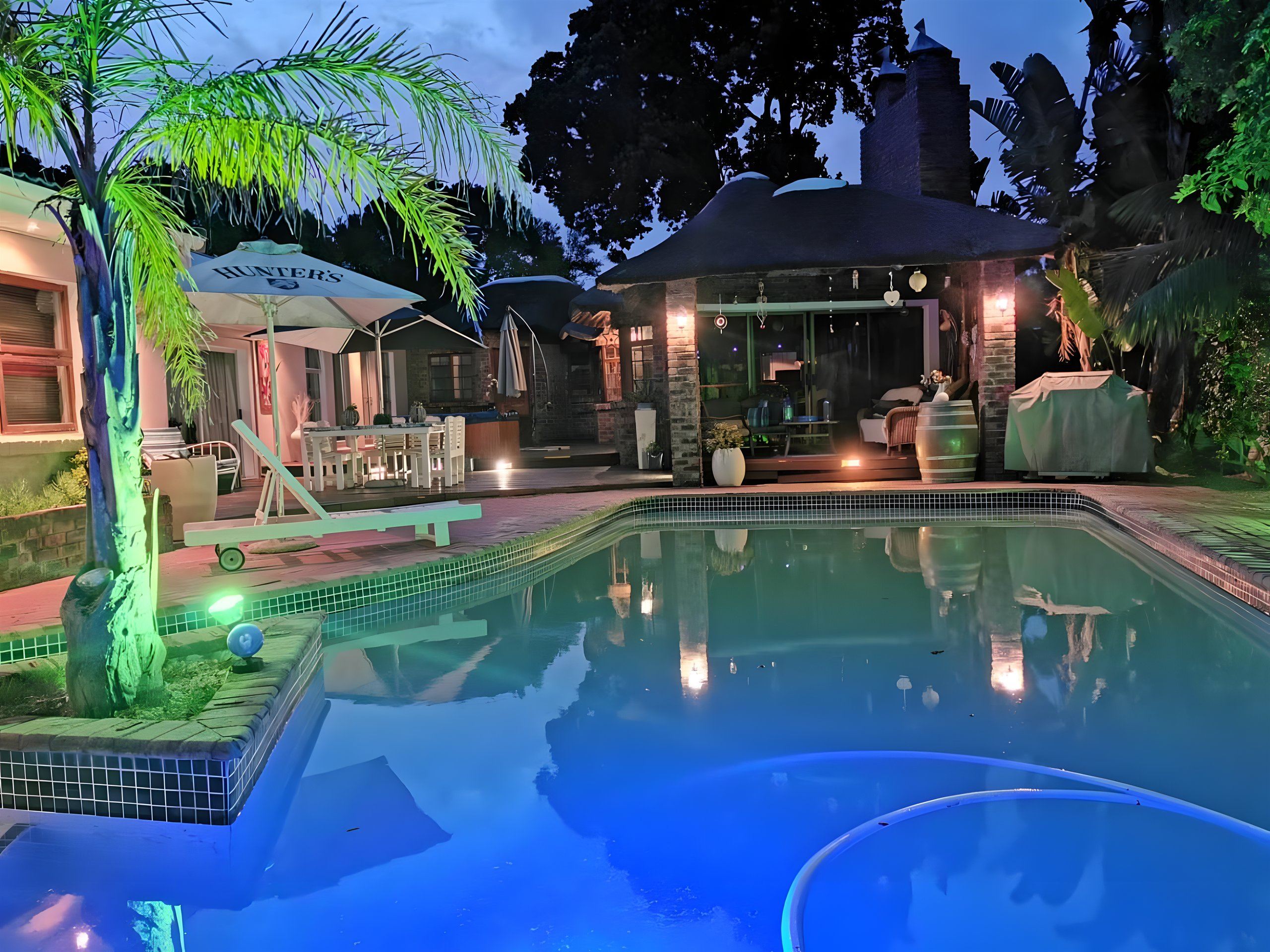 The heated pool at Walmer Heights, lit at night